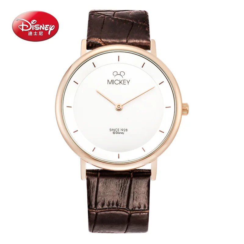 

woman man watches Disney brand Simple leather quartz couple watches women men watch waterproof wristwatch Mickey mouse