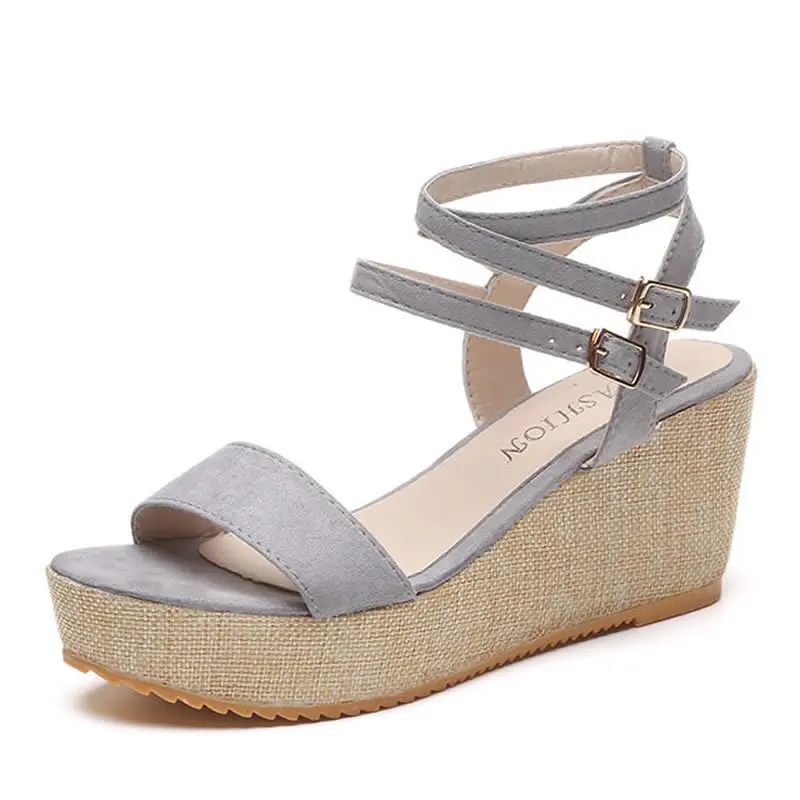

Women Open Toe Platform Sandals Casual Leisure Wedges Sandals PU Leather Sandals for Ladies