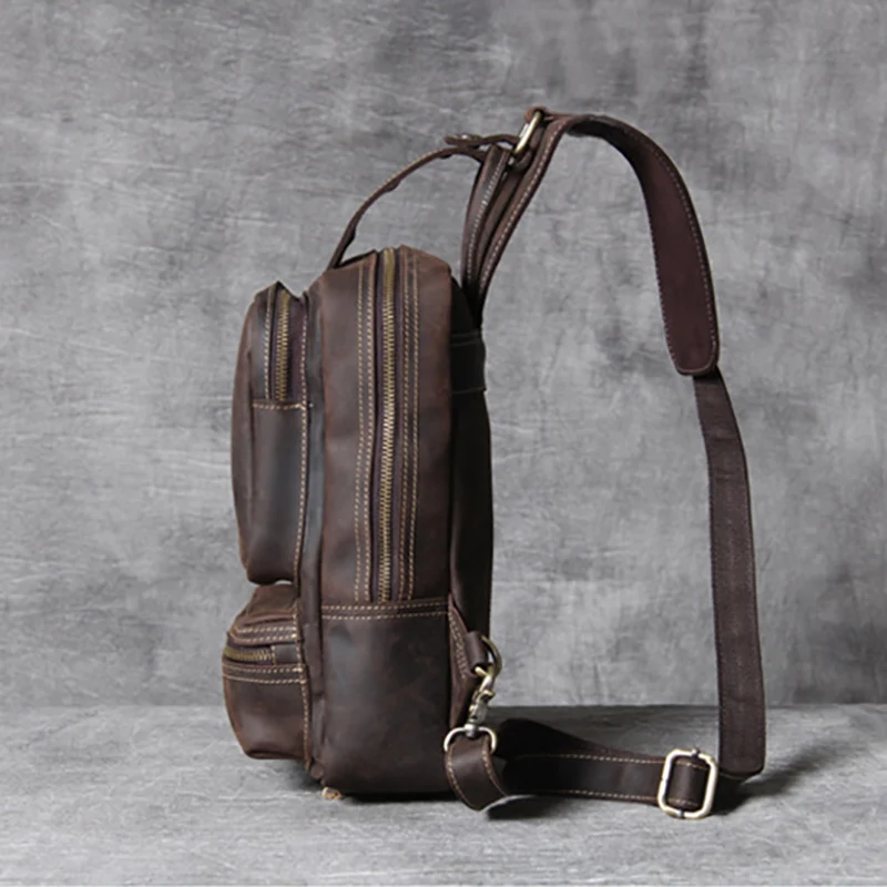 AETOO Retro head cowhide Large capacity men's mad horse leather shoulder crossbody bag