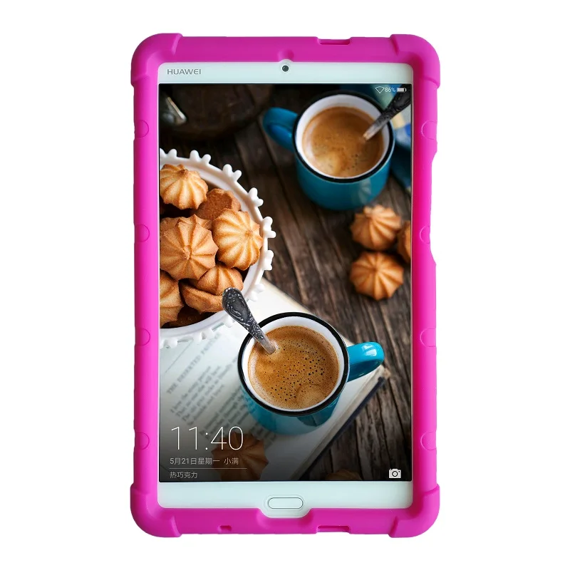 MingShore Прочный чехол для huawei MediaPad M3 8,4 силиконовый чехол с Born Handstrap подходит для модели BTV-DL09A/B/G BTV-W09 чехол - Цвет: Pink