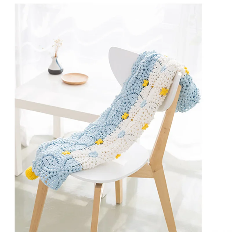 

100% Handmade Pearls Blanket DIY Craft Knitting Cotton Thread Crochet Blanket 100*100CM