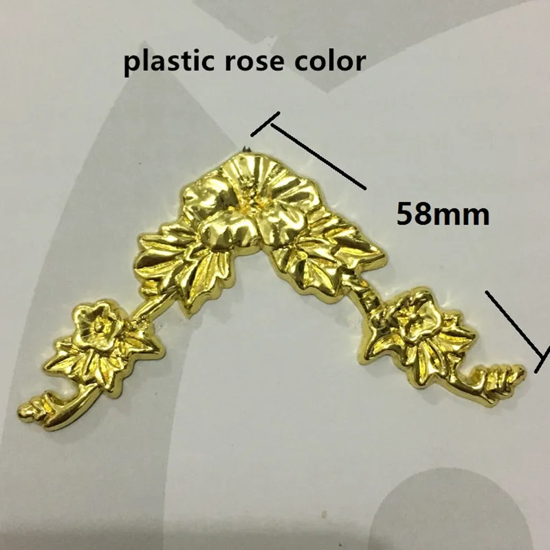

Plactic Corner,Rose Flower Yellow Gold Color Corners,Wine Wooden Gift Box Cover,Flatback Embellishments Scrapbooking,56mm,4Pcs