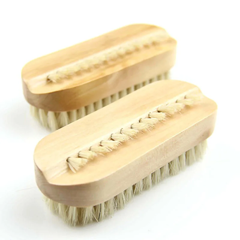 

Double Sides Brushes Nail Cleaning Brush with Wooden Handle Natural Bristles Manicure Pedicure Tool Scrubbing Brush JWYGJ95