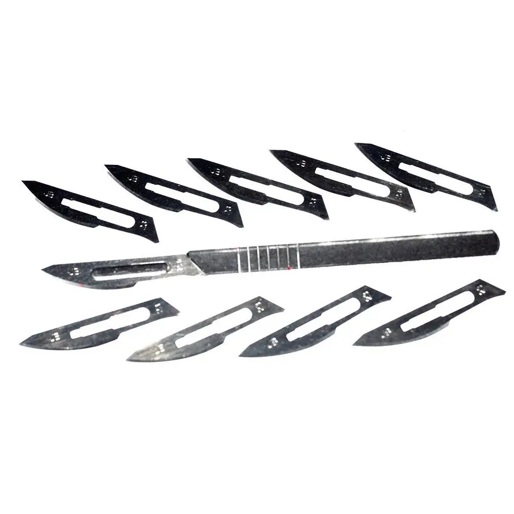 

LanLan 10PC in one set 23# Surgical Scalpel Blades + 4# Knife Handle scalpel DIY Cutting PCB Repair Mobile Phone Sticker Tool