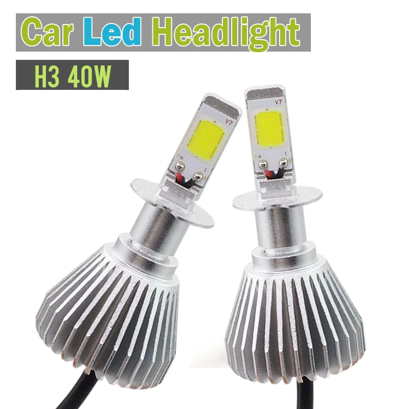 

H3 40W LED Bulb 4000LM White DC Aluminum Shell Conversion Car Headlight Low Beam DRL Fog Light Daytime Running Lamp 1 Pair