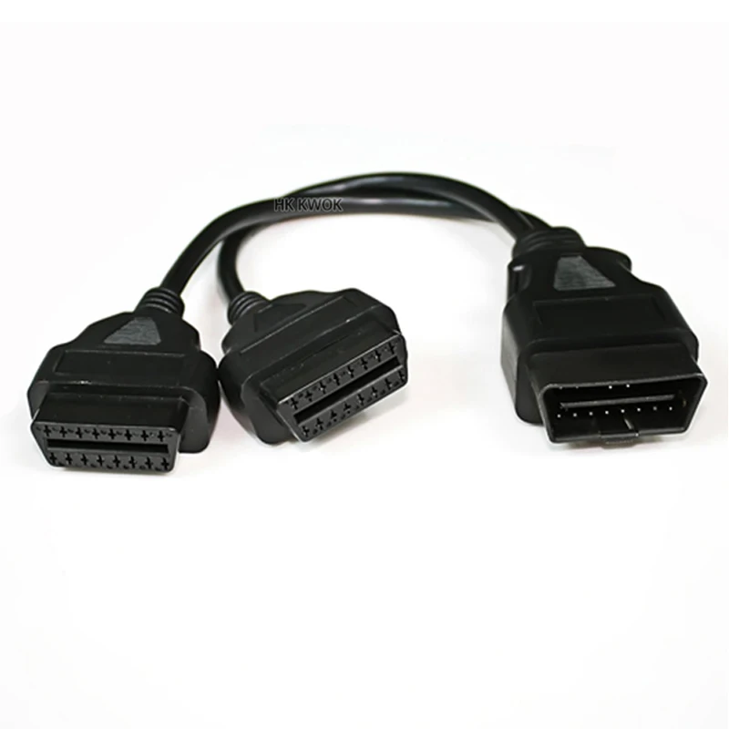 Новый 16 контактный Штекерный и двойной гнездовой Y кабель OBD2 OBDII разветвитель