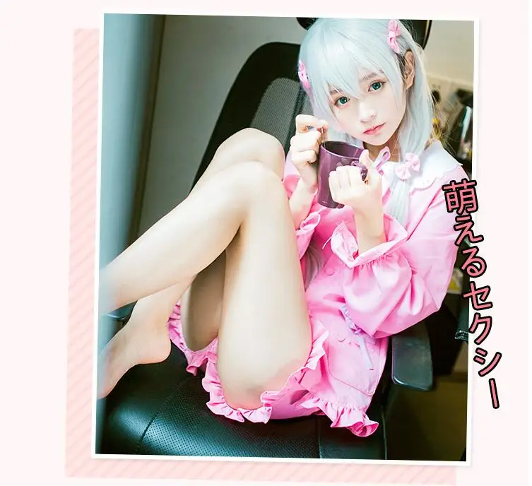 Anime Eromanga Sensei Cosplay Costume Izumi Sagiri Copslay Coat Sleepwear Pink Pajamas T-shirt Fancy Party Outfits for Halloween (25)