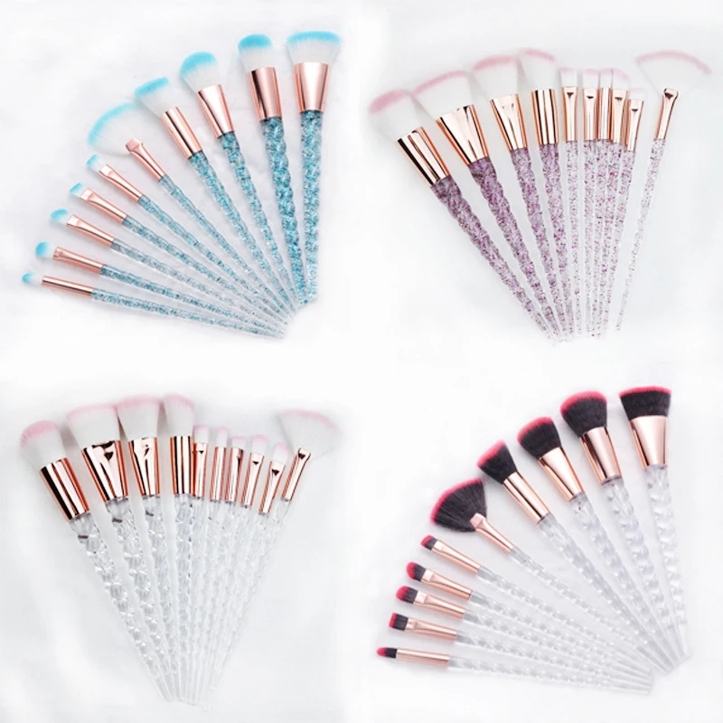 

10Pcs Hot Sale Transparent Unicorn Shape Makeup Brushes Set Beauty Tool Kit Foundation Eye Shadow Eyebrow Lip Brushes