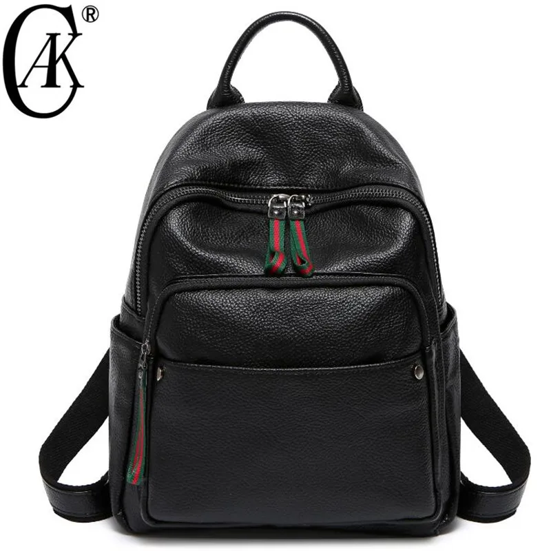 

CAK Women Backpack Genuine Leather Backpacks Softback Bags Brand Preppy Style Bag Casual Backpacks Teenagers Backpack Sac 1636