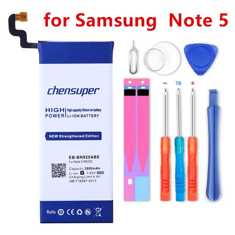 

chensuper 100% New 3900mAh EB-BN920ABE Battery for Samsung GALAXY Note 5 N9200 N920t N920c Note5 SM-N9208 N9208