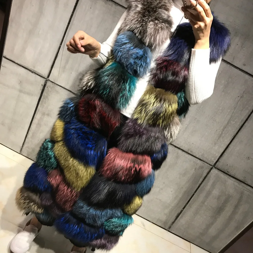 real fur gilet ladies natural fox fur jacket 110cm length|real fur ...