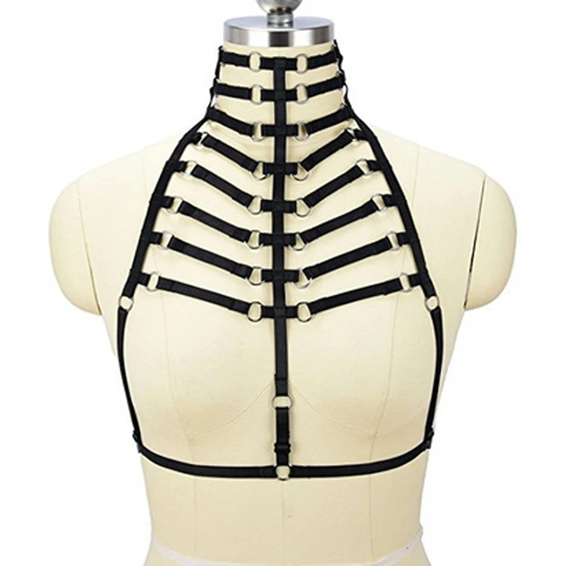 Punk Bandage Body Harness Garter for Women Wear Lingerie Party Queen Sexy Charming Straps Garter Belt Cupless Bustier Top Gothic