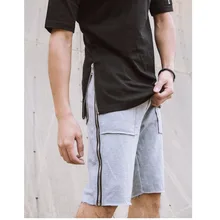 Новые модные мужские трикотажные Шорты повседневные летние шорты хлопок мужские повседневные свободные шорты однотонные черные и серые брюки