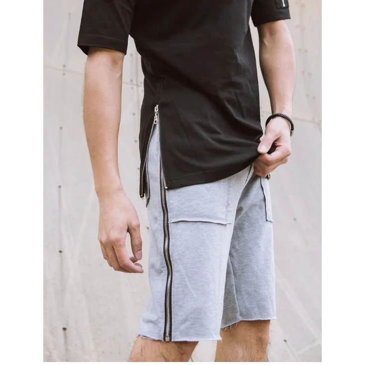 

New Fashion Men's Jersey Shorts Casual Summer Shorts 100% Cotton Mens Casual Loose Shorts Solid Color Black and GreyPants