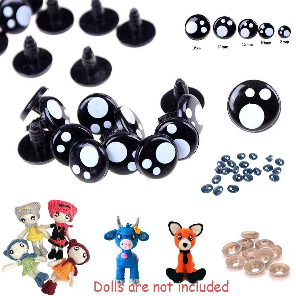 100pcs/box 8-16mm Plastic Eyes For Crochet Toys Amigurumi Eyes Doll For  Bear Craft Stuffed Toys Doll Accessories