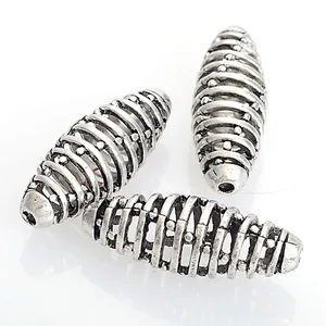 Состаренное серебро вогнутый овал литой fiigree Spacer Свободные бусины 13*36 мм для Diy Изготовление, поиск ювелирных изделий - изображение