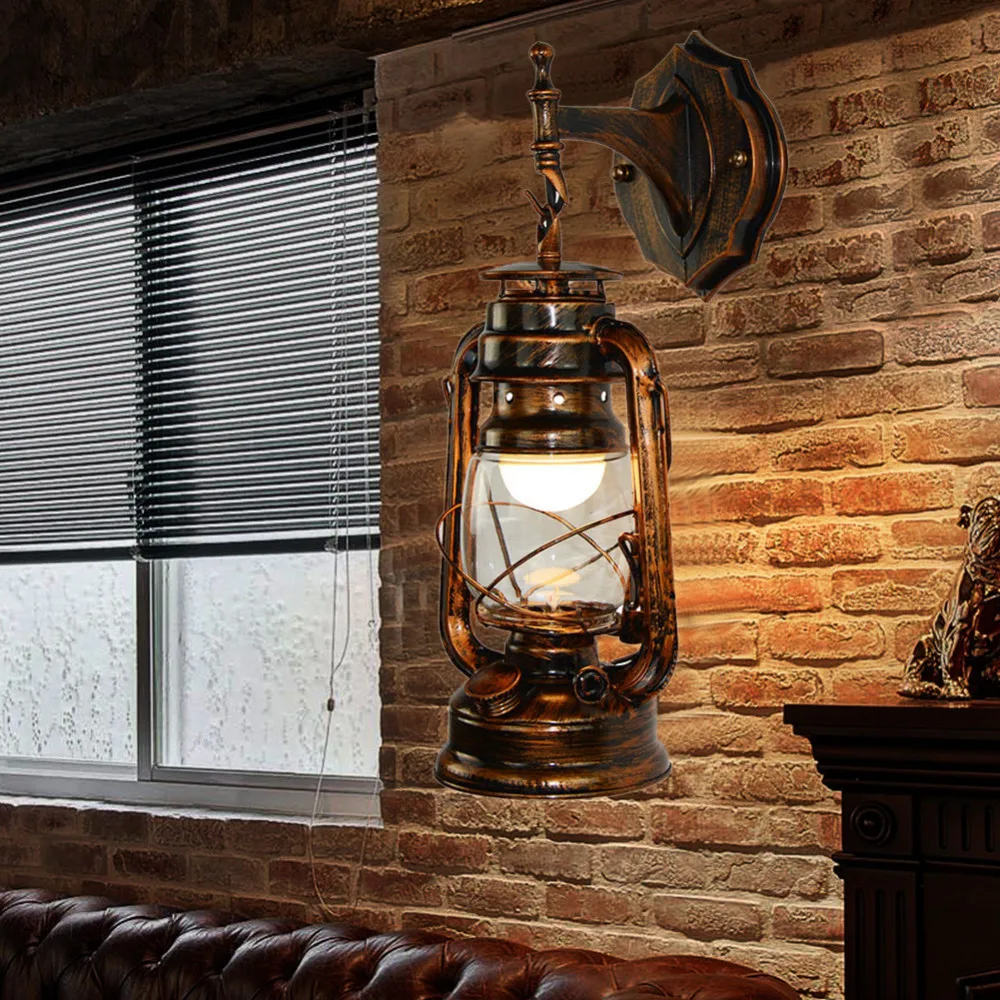 Vintage Lantern Wall Lamp Antique Copper Personalized Kerosene Lamp Fashion Iron Wall Lights Cafe Aisle Lights Vintage Lantern Wall Lamp Antique Copper Personalized Kerosene Lamp Fashion Iron Wall Lights Cafe Aisle Lights