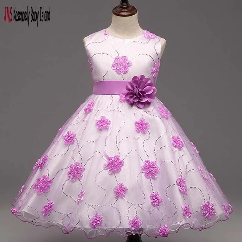 

JMS Kasenbely Childrren Dress Girls New 2017 Flower Girl Party Dresses For Weddings Back Bow Baby Girl Dress Summer