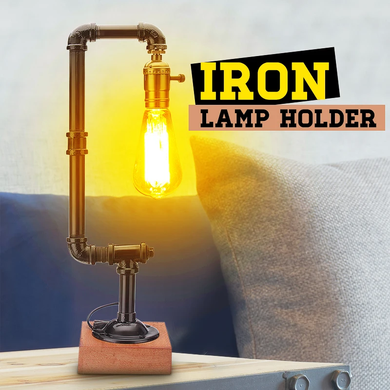 

E27 Retro Industrial Style Iron Water Pipe Desk Table Lamp Light Switch Lighting for Kids Learning Home Bedroom Decor