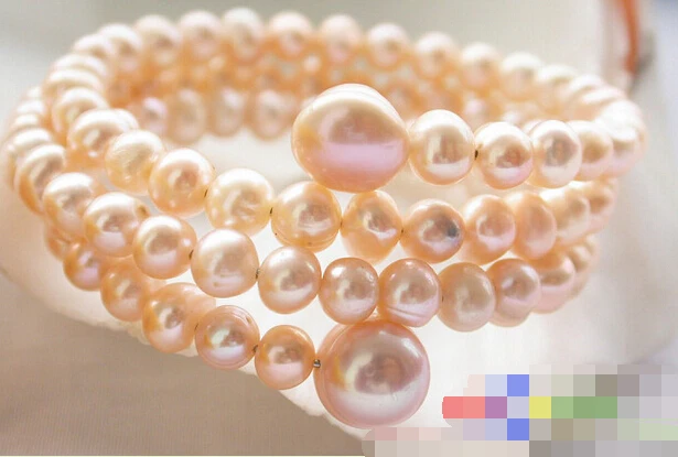 

free shipping 12649 Round Pink freshwater pearl Bracelet