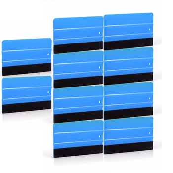 

EHDIS 10pcs Squeegee Car Film Tool Vinyl Blue Plastic Scraper Squeegee With Soft Felt Edge Car Styling Sticker Installation Tool