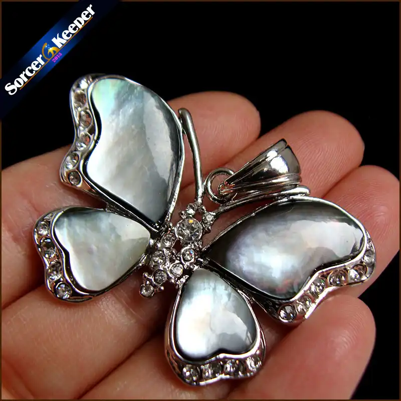 SorcerKeeper doğal Abalone deniz kabuğu kelebek kolye kolye doğal renk