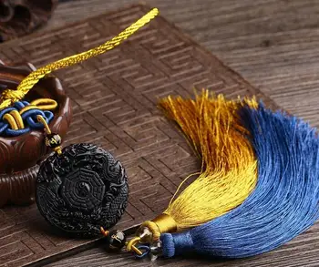 

Natural Obsidian Dragon and Phoenix Eight Diagrams Feng Shui Car Hanging Lucky Fortune Car Pendant Car Hanging