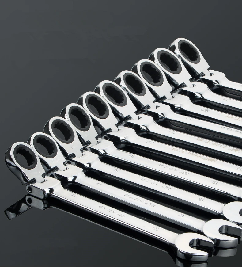 Free shipping 8pcs the key with combination Flexible ratchet wrench auto font b repair b font