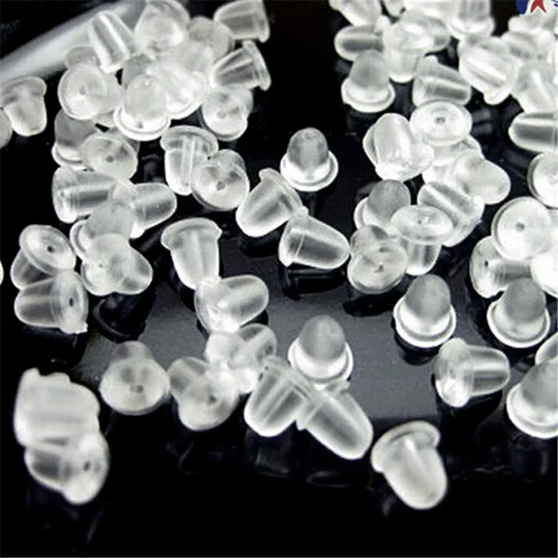 

100pcs/lot Stud Earring Transparent Rubber Stoppers Silicone Round Ear Plugging Blocked Earring Backs Stoppers Ear