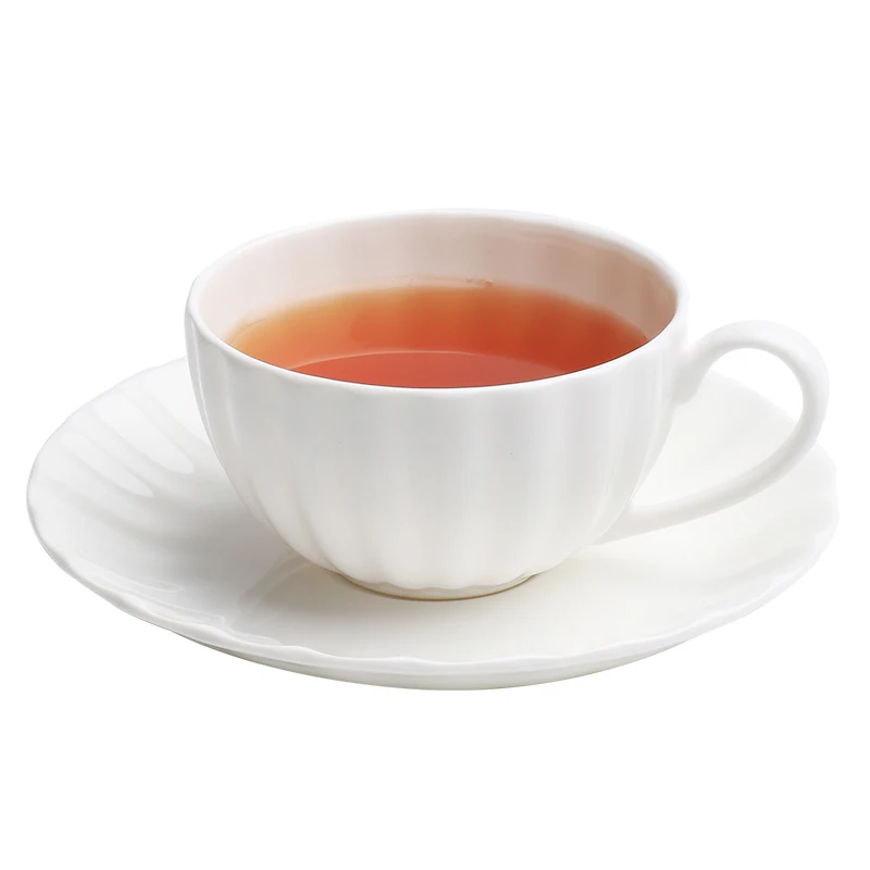 

Fashion Ceramic coffee cup and saucer set English black tea cup milk cup creative simple white bone porcelain mug
