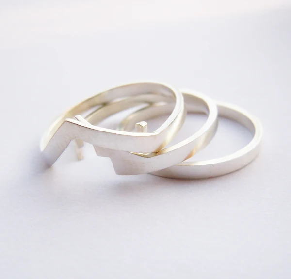 Set-3pcs из стерлингового серебра простое кольцо для женщин