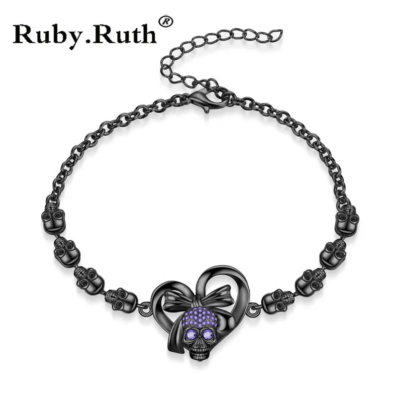 

Heart Vintage Gothic Skull Black Bracelet for Wedding Women Girl Fashion Zircon Crystal Bracelets Jewelry Gift Dropshipping