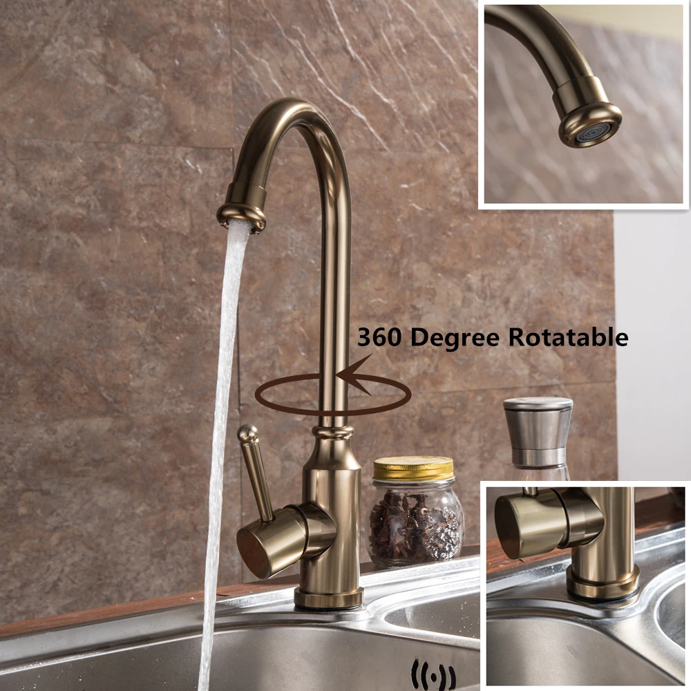 Mixer Hot And Cold Water Classic Kitchen Sink Faucet Space Aluminum Brushed Process Swivel Basin Faucet 360 Degree Rotation Mci2