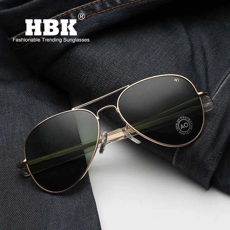 HBK Pilot 90s AO General Pilot американская оптическая 12K Золотая оправа Oculos De Sol армейский Военный Макартур с коробкой K40024