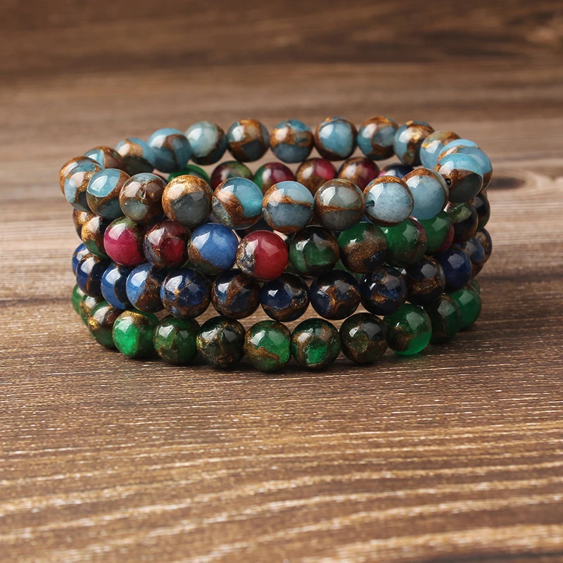 

Lingxiang Natural multicolor bead bracelet with manual elastic string is suitable for men and women to wear bracelet