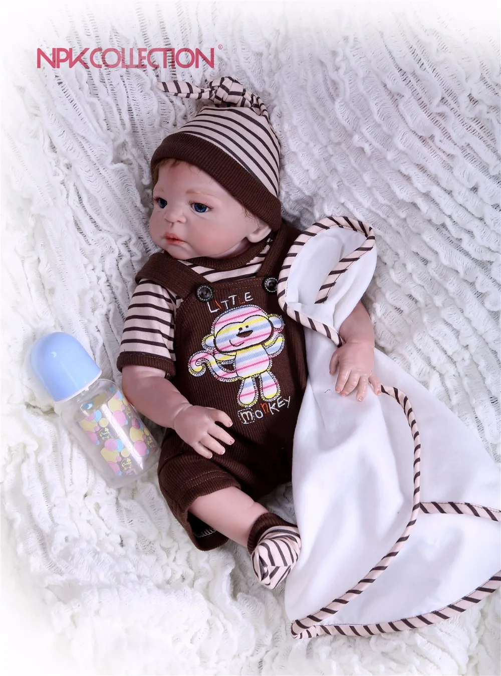 

NPK 19inch 46cm Adorable Reborn Doll little Full Silicone Bebes Reborn Boy Doll Boneca Baby Dolls For Girls Xmas Gifts