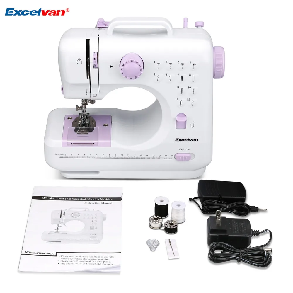 ExcelvanMini Handheld sewing machines Dual Speed Double Thread Multifunction Electric Automatic Tread Rewind Sewing Machine Gift8