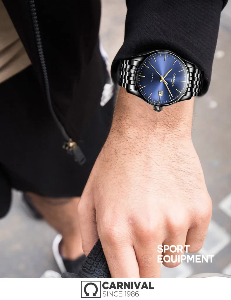 Роскошные черные стальные механические часы с календарем Мужские автоматические наручные часы водонепроницаемые часы швейцарские брендовые модные новые