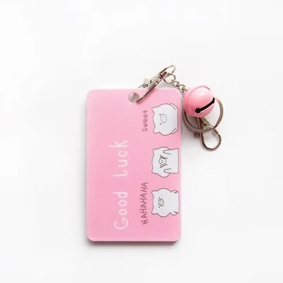 Coloffice Pink Girl Heart Series Card Holder Students Bus Card Protective Sleevel Cute Cartoon Stationery School Supplies 1PC