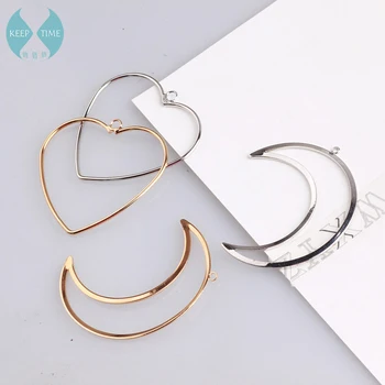 

Copper simple DIY large love moon pendant earrings earrings handmade jewelry accessories materials