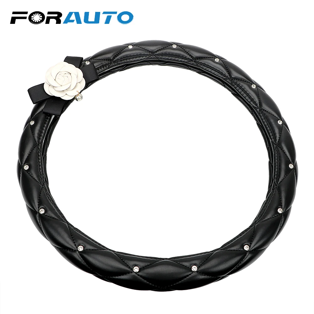 

FORAUTO 1PC 38cm Car Steering Wheel Cover Camellia Anti-Slip DIY Car-covers Interior Accessories Auto Decoration Universal