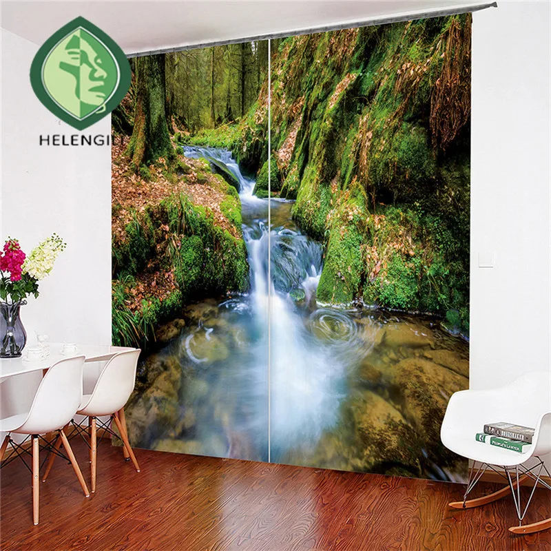 

HELENGILI 3D Window Curtain Dreamlike Forest Print for Living Room Bedding Room Home Decor Tapestry Wall Carpet Drapes Cotinas