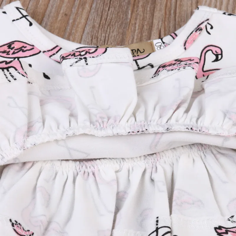 Neugeborenen Kleinkind Baby Mädchen Nette Cartoon Flamingo Ärmellose Tops Kleid + Kurze Hosen Sommer Kleidung