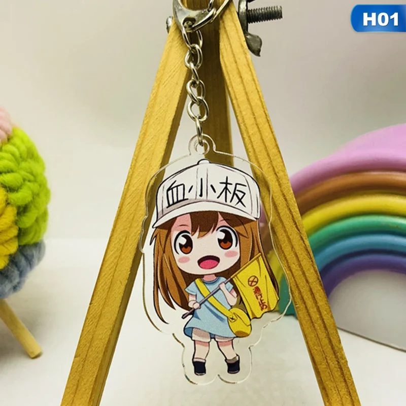 

Anime Working Cell Peripheral Platelet Leukocyte Keychain Working Cell Keychain Acrylic Toy Figure Double Side Keychain Keyring