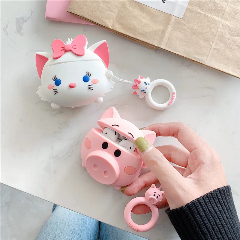 For AirPods Case Cute Cartoon Lovely Pig Cat Soft Silicone Wireless Bluetooth Earphone Cases For Apple Airpods 2 Cover Funda