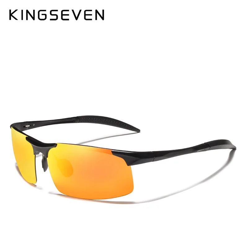 

KINGSEVEN Men Polarized Sunglasses Colorful Aluminum Magnesium Sun Glasses For Fishing Driving Rectangle Rimless Shades