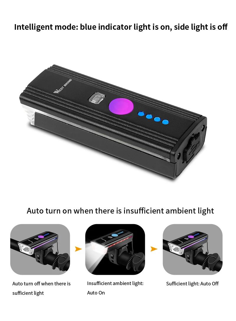 Excellent WEST BIKING Bike Light Induction Front Light Cycling Bicycle USB Charging Warning Flashlight Handlebar Torch With Bell Head Lamp 8 Excellent WEST BIKING Bike Light Induction Front Light Cycling Bicycle USB Charging Warning Flashlight Handlebar Torch With Bell Head Lamp 8