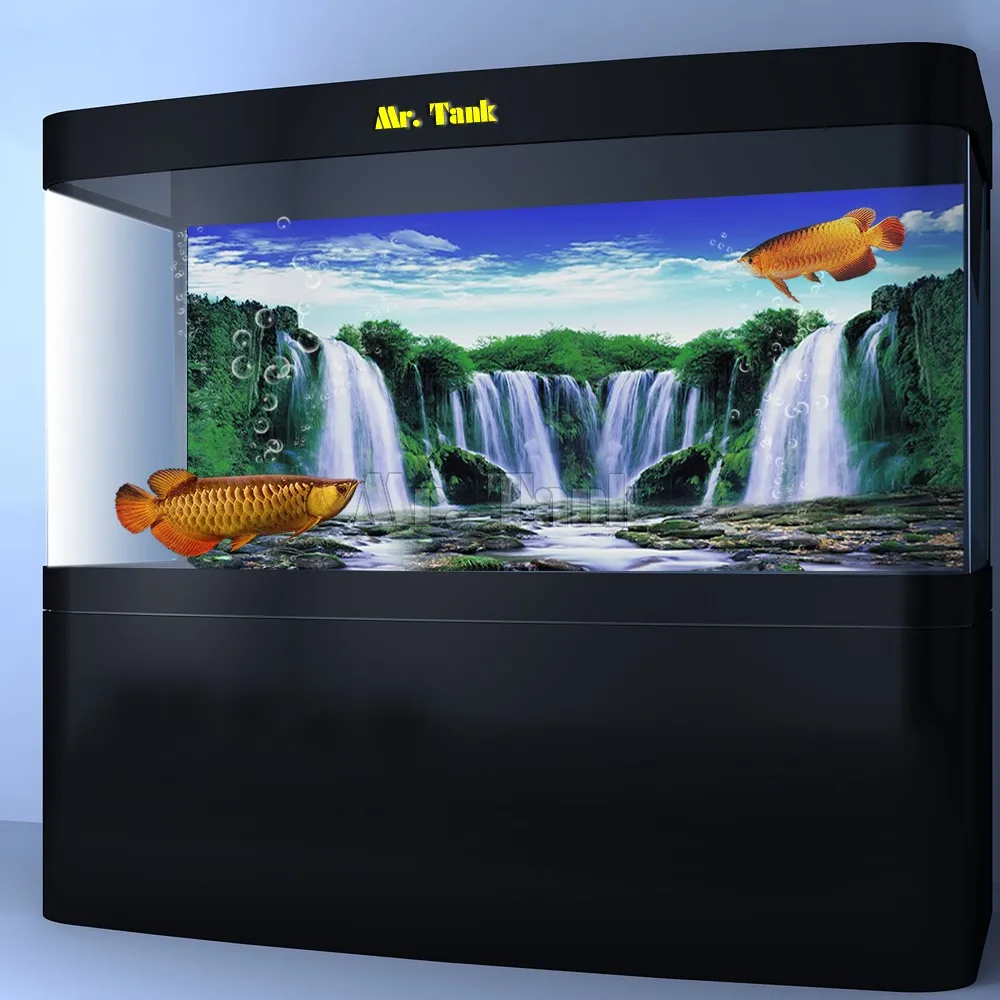 

Mr.Tank HD Aquarium Background Poster 3D Effect Waterfall Forest View Reptile House Wall Fish Tank Backdrop Decorations