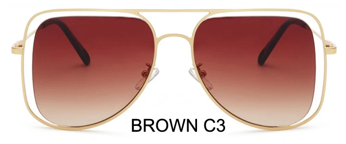 FEISHINI модный щит полые металлические солнцезащитные очки мужские Брендовое, дизайнерское зеркало розовые Солнцезащитные очки женские Би оттенки Модные очки - Цвет линз: WTYJ057 brown