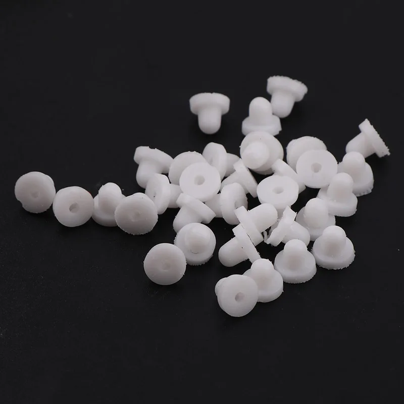 

200pcs 5x6mm Earrings Silicone Barrel Bullet Plastic Earnuts Rubber Ear Pad Plugging Stopper DIY Earring back Earstud Findings